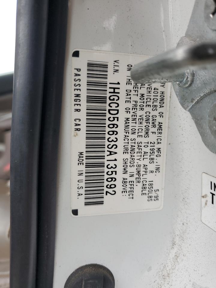 1995 Honda Accord Ex VIN: 1HGCD5663SA135692 Lot: 68287525