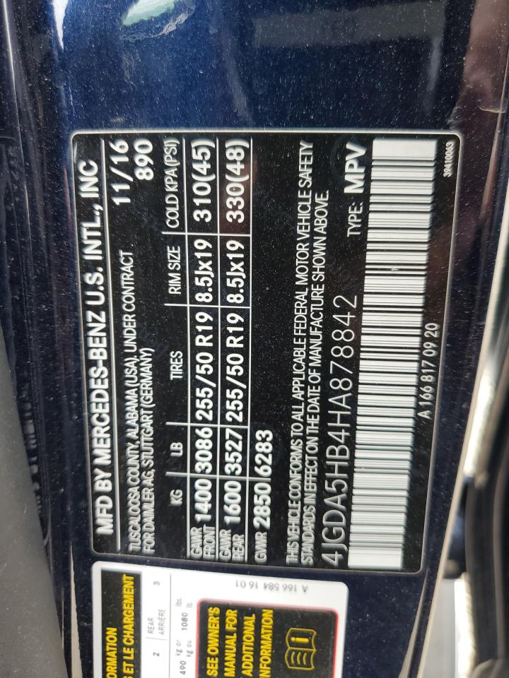 2017 Mercedes-Benz Gle 350 4Matic VIN: 4JGDA5HB4HA878842 Lot: 67093645