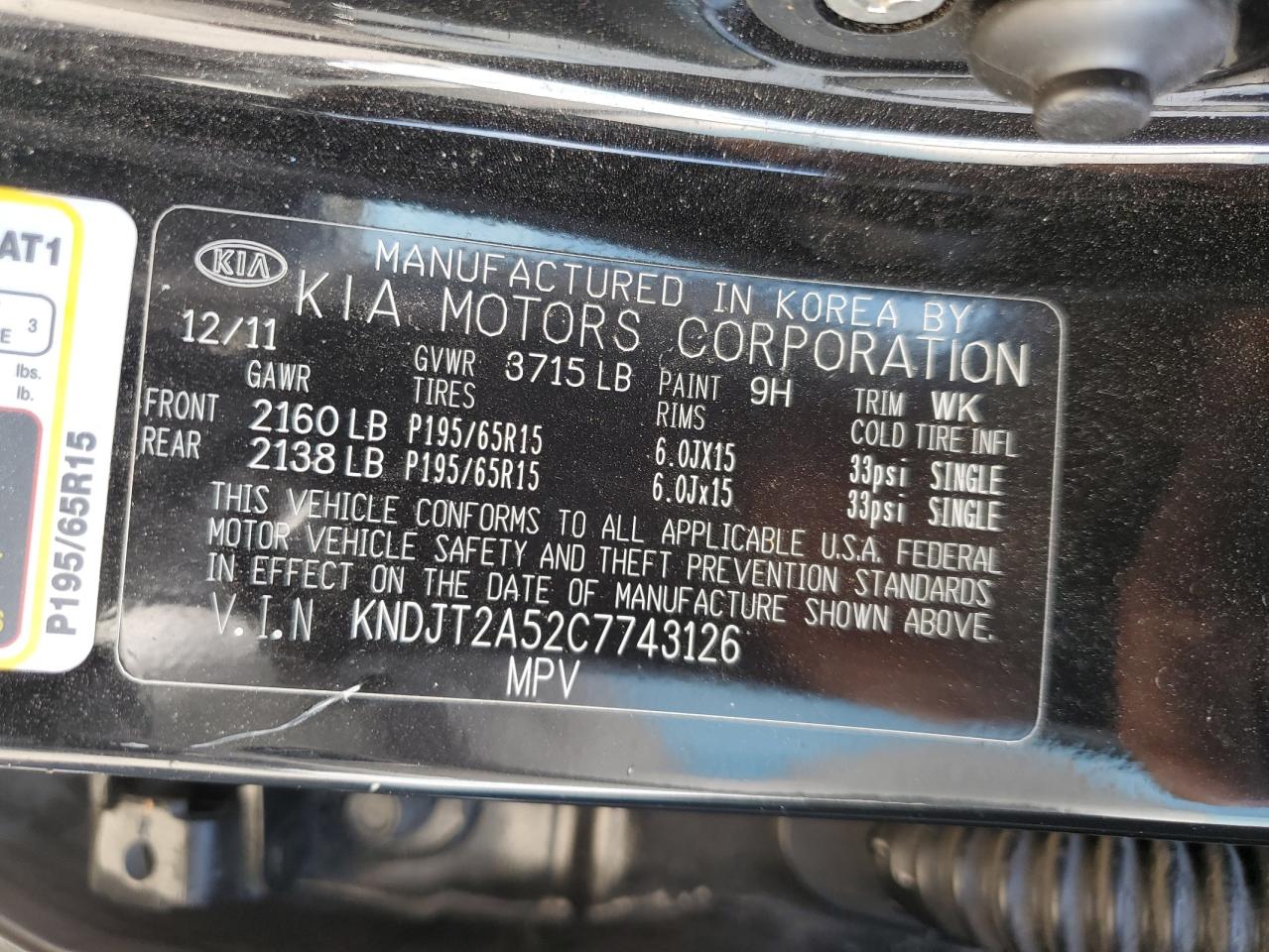 2012 Kia Soul VIN: KNDJT2A52C7743126 Lot: 70483715