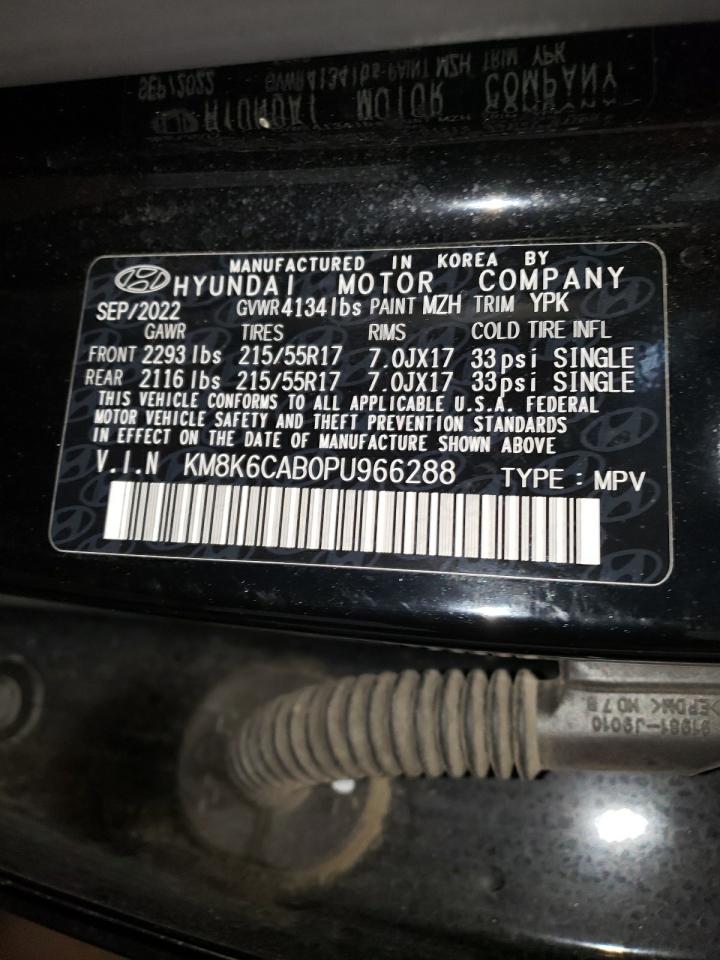 2023 Hyundai Kona Sel VIN: KM8K6CAB0PU966288 Lot: 68967215