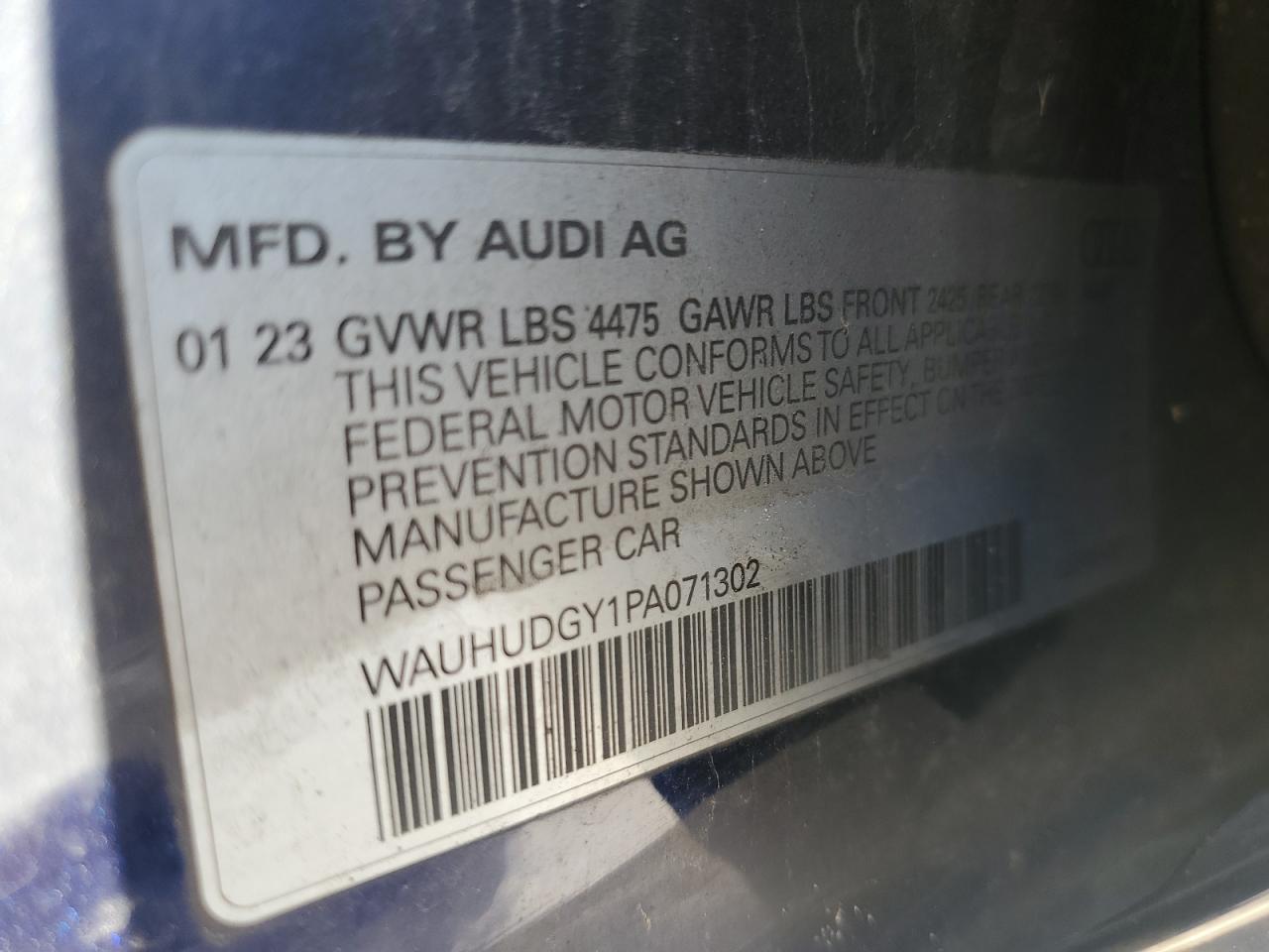 2023 Audi A3 Premium Plus VIN: WAUHUDGY1PA071302 Lot: 69364235