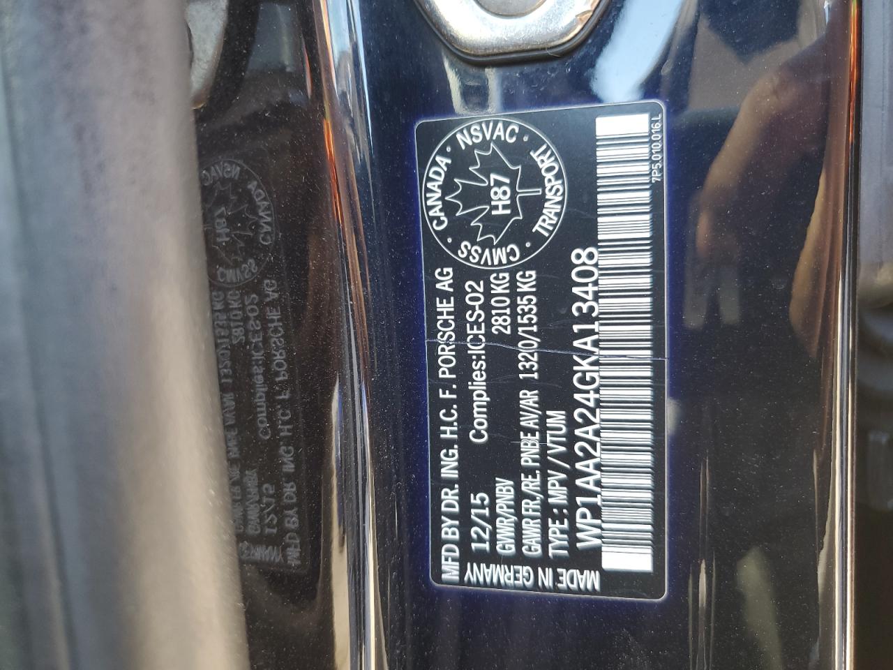 2016 Porsche Cayenne VIN: WP1AA2A24GKA13408 Lot: 69573455