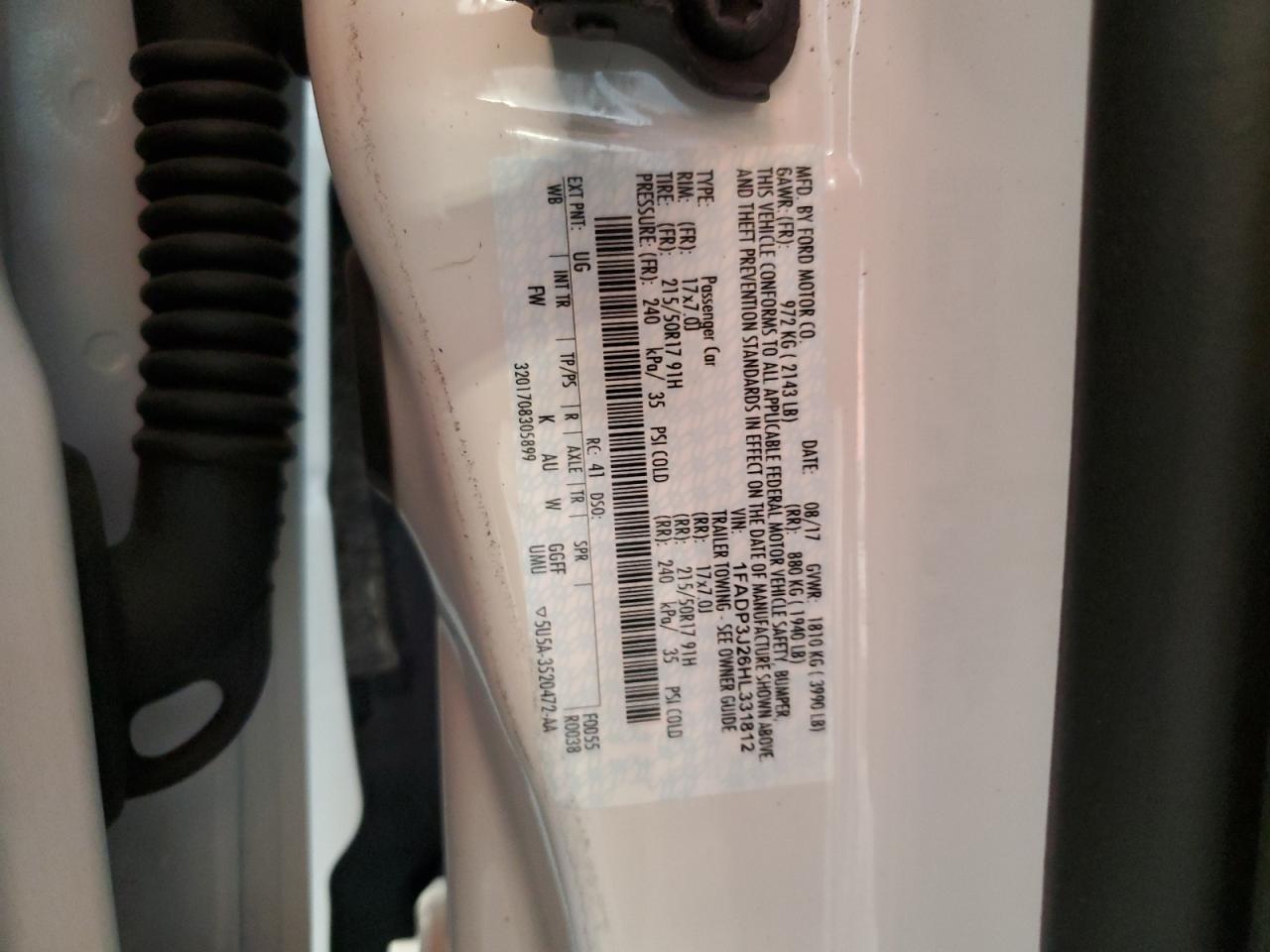 2017 Ford Focus Titanium VIN: 1FADP3J26HL331812 Lot: 67916645