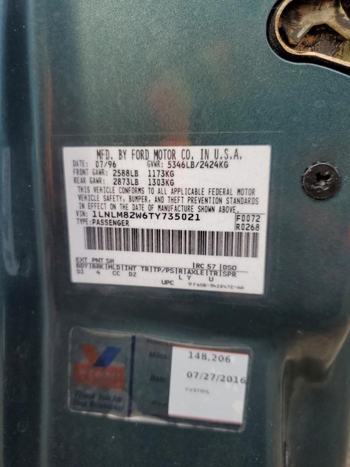 1LNLM82W6TY735021 1996 Lincoln Town Car Signature