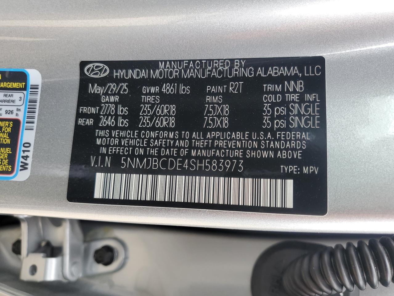 2025 Hyundai Tucson Sel VIN: 5NMJBCDE4SH583973 Lot: 69106645