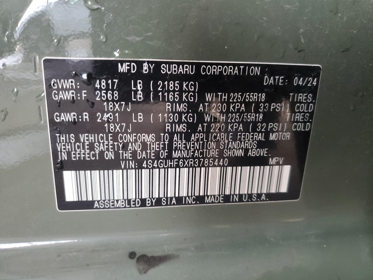 2024 Subaru Crosstrek Sport VIN: 4S4GUHF6XR3785440 Lot: 67867125