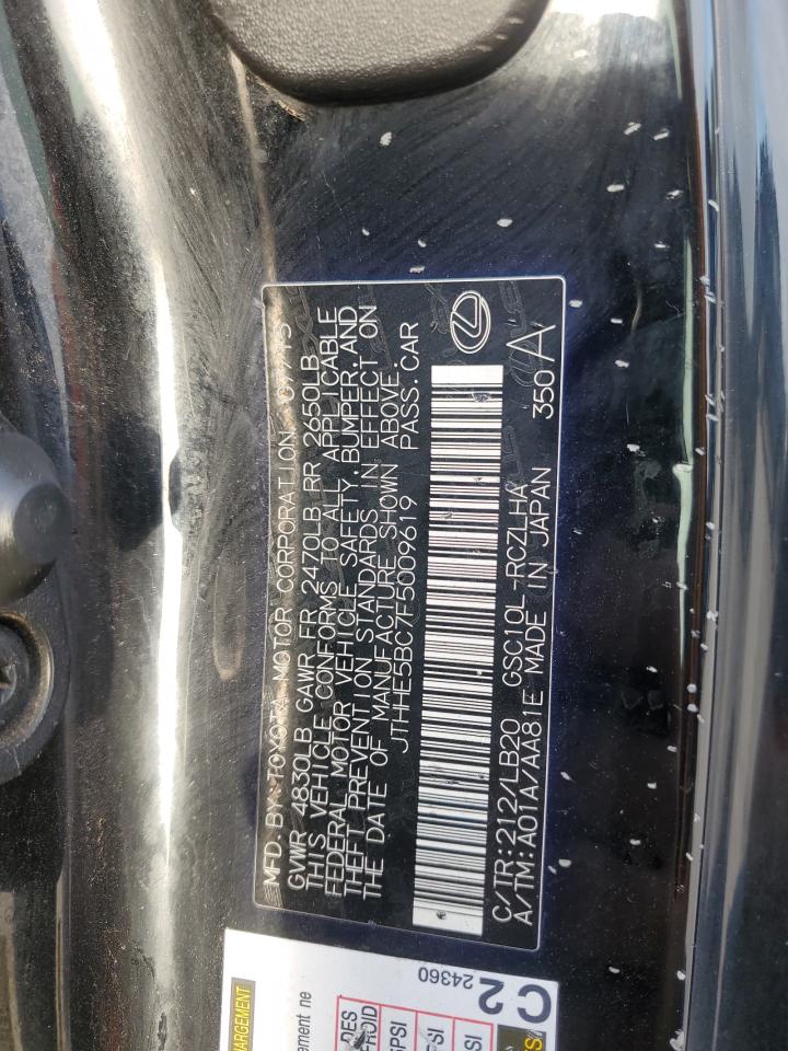 2015 Lexus Rc 350 VIN: JTHHE5BC7F5009619 Lot: 69309185