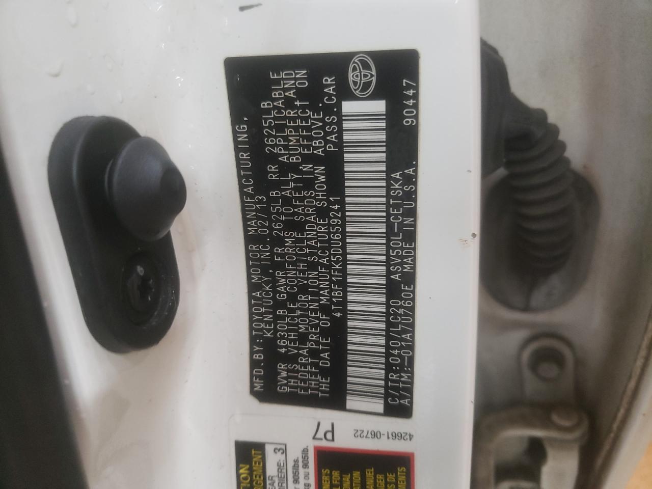 2013 Toyota Camry L VIN: 4T1BF1FK5DU659241 Lot: 68136645