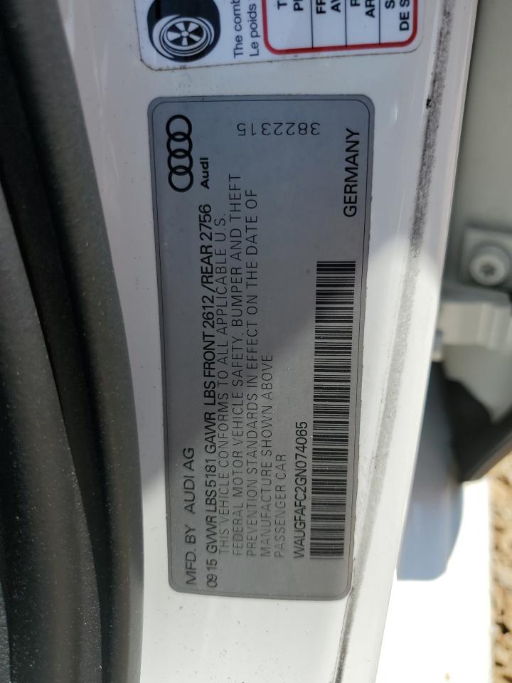 2016 Audi A6 Premium Plus VIN: WAUGFAFC2GN074065 Lot: 69516475