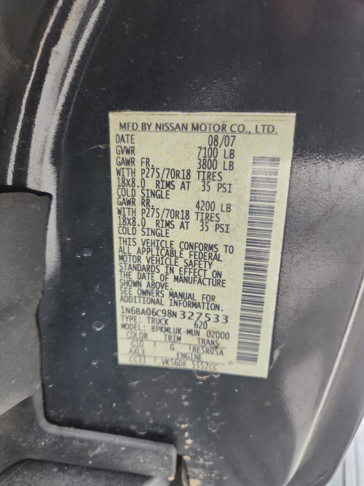 2008 Nissan Titan Xe VIN: 1N6BA06C98N327533 Lot: 70507605