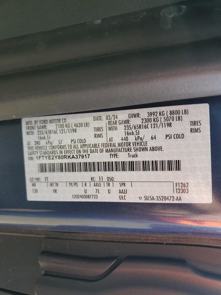 2024 Ford Transit T-150 VIN: 1FTYE2Y80RKA37917 Lot: 69974355