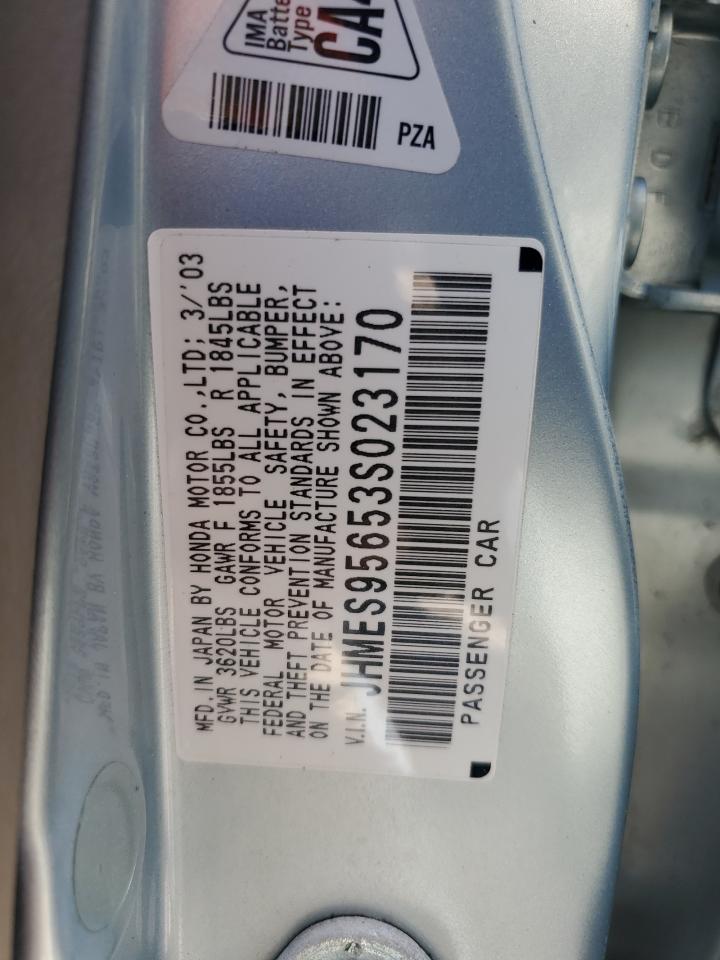 2003 Honda Civic Hybrid VIN: JHMES95653S023170 Lot: 70906275