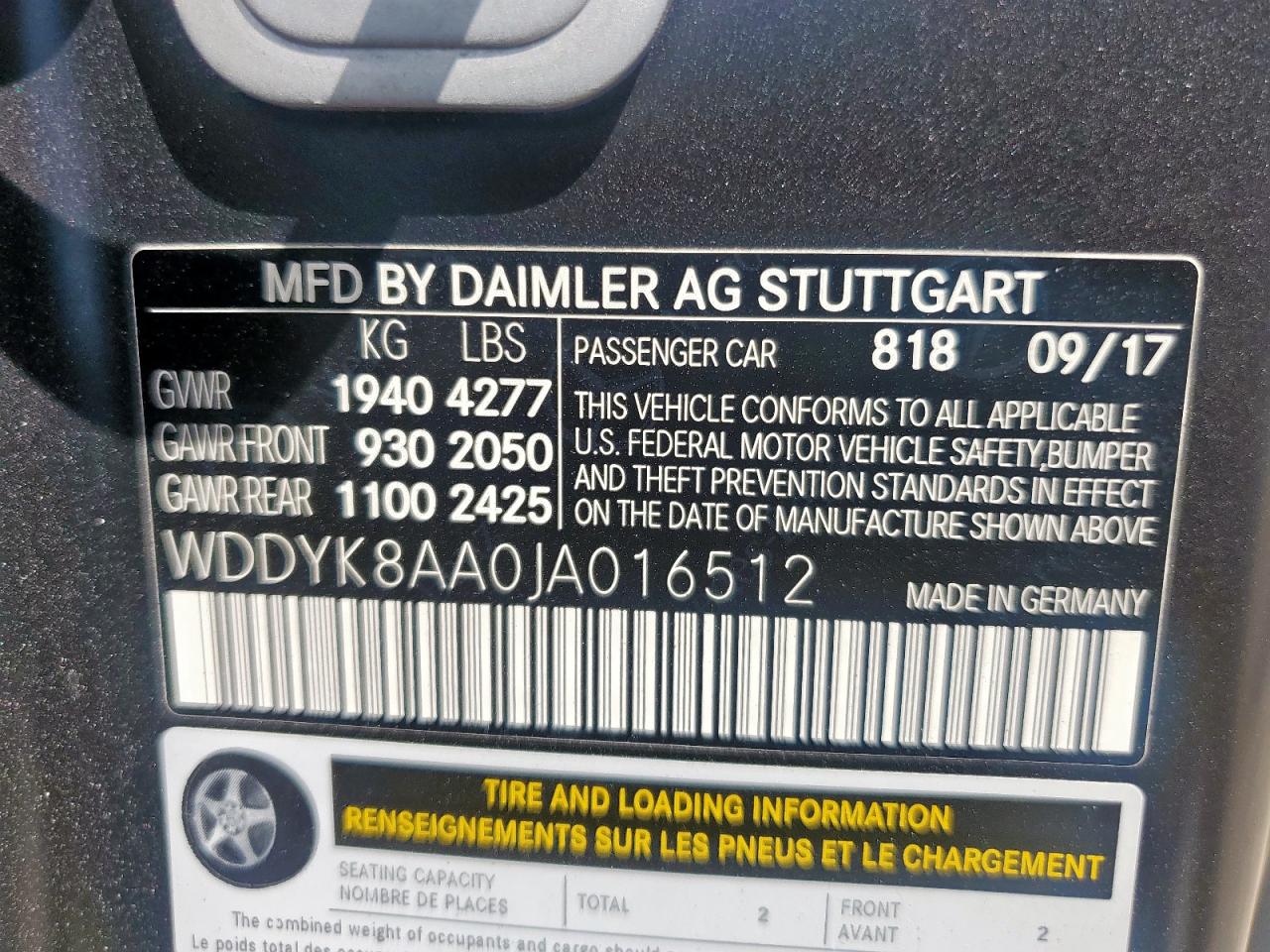 2018 Mercedes-Benz Amg Gt C VIN: WDDYK8AA0JA016512 Lot: 70481375