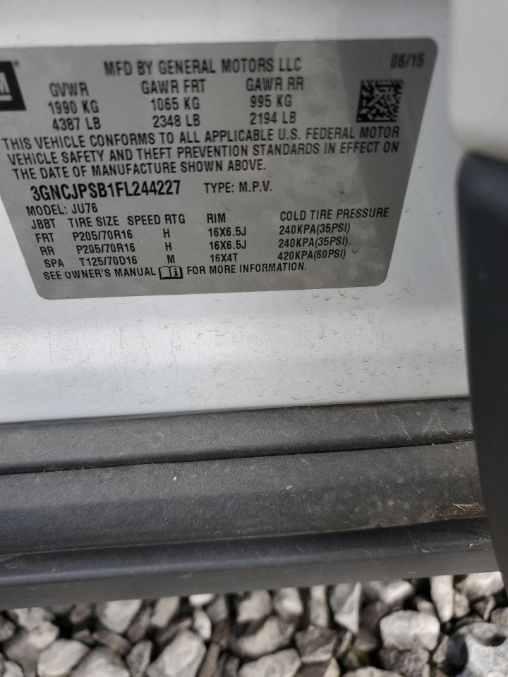 2015 Chevrolet Trax 1Ls VIN: 3GNCJPSB1FL244227 Lot: 69014085