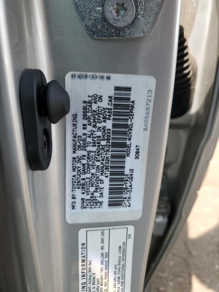 2003 Toyota Camry Le VIN: 4T1BE32K73U238933 Lot: 67509055