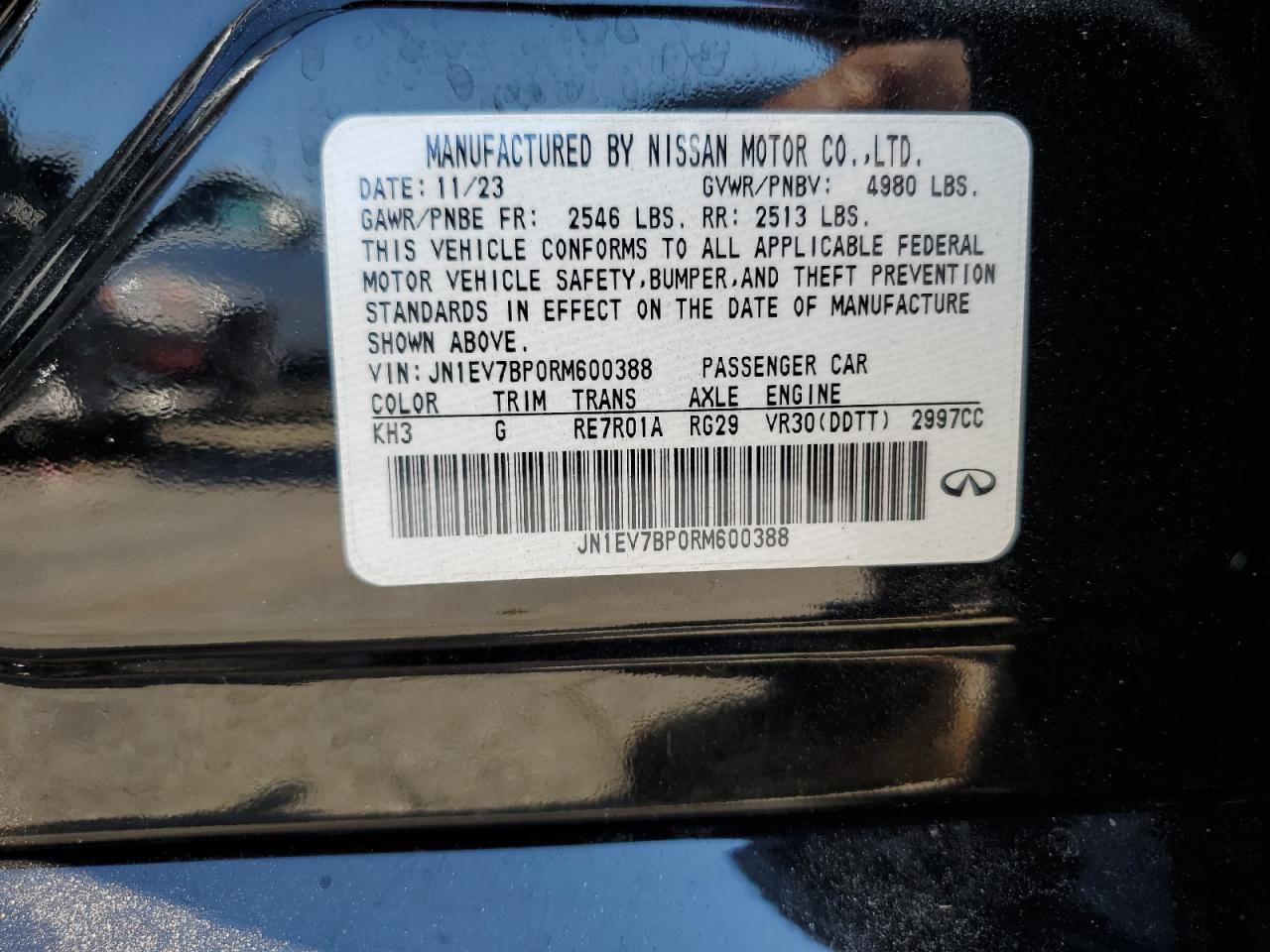 2024 Infiniti Q50 Luxe VIN: JN1EV7BP0RM600388 Lot: 65197265