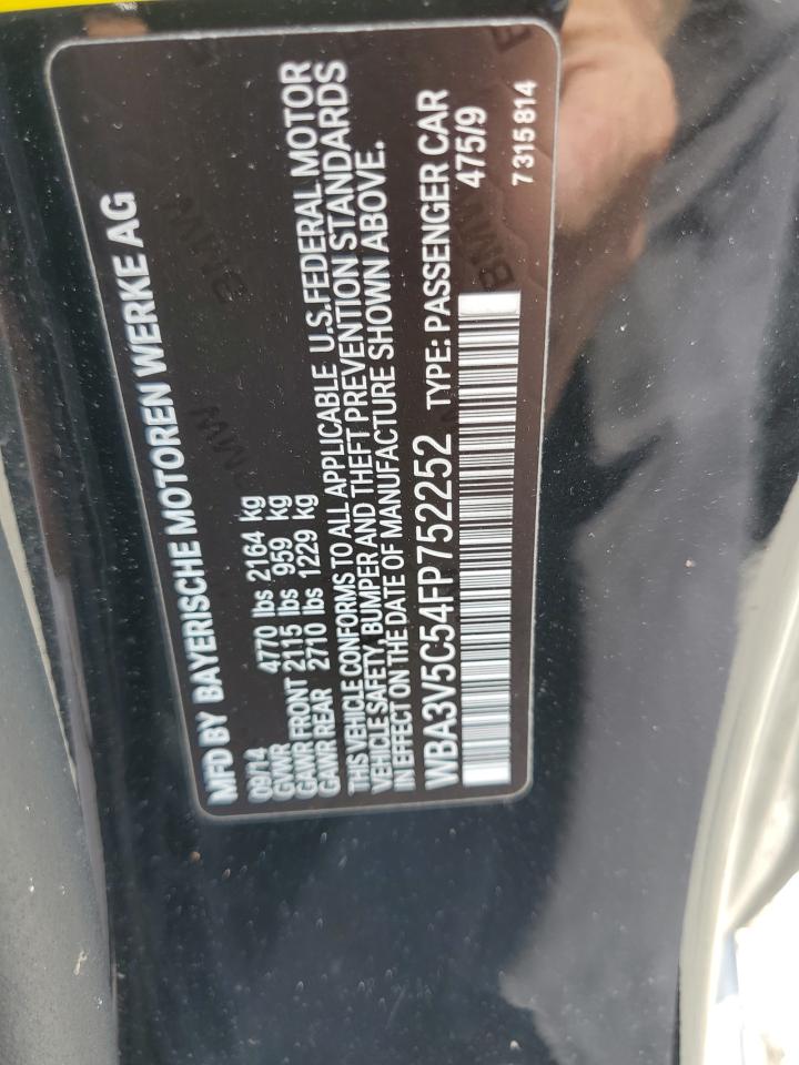 2015 BMW 428 I VIN: WBA3V5C54FP752252 Lot: 69797975