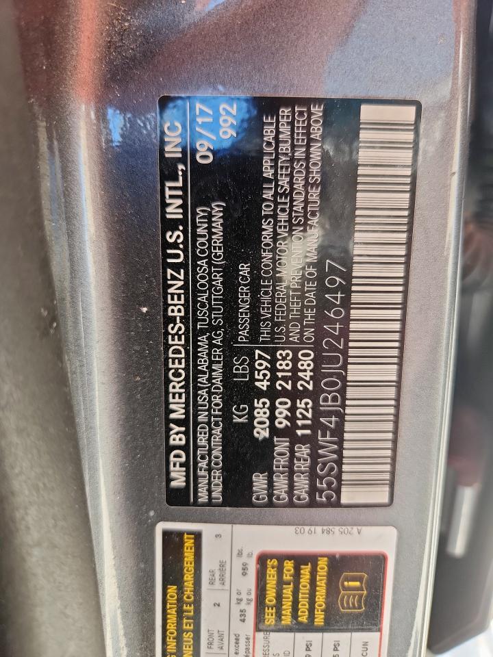 2018 Mercedes-Benz C 300 VIN: 55SWF4JB0JU246497 Lot: 68511035