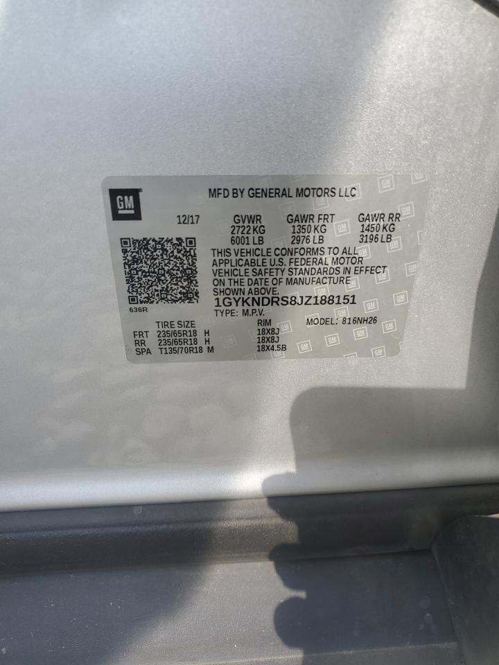 2018 Cadillac Xt5 Luxury VIN: 1GYKNDRS8JZ188151 Lot: 70962195