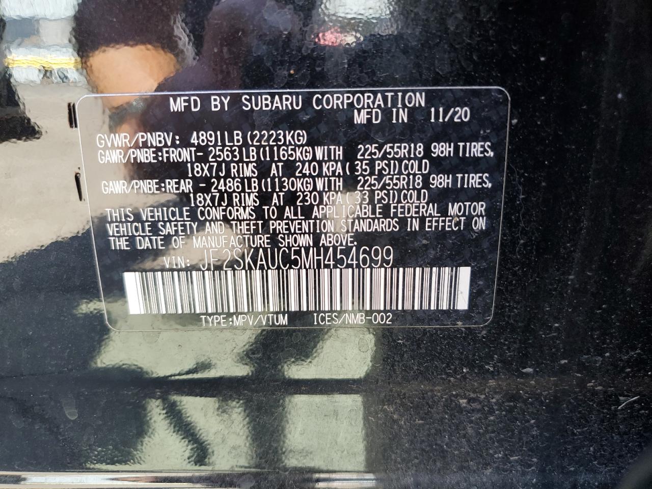 2021 Subaru Forester Limited VIN: JF2SKAUC5MH454699 Lot: 68450605