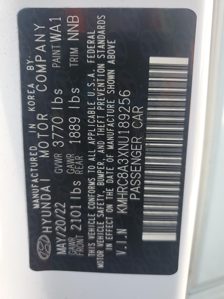 2022 Hyundai Venue Sel VIN: KMHRC8A3XNU189256 Lot: 70017225