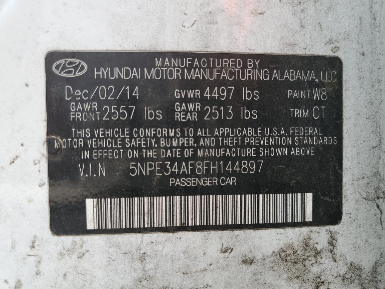 2015 Hyundai Sonata Sport VIN: 5NPE34AF8FH144897 Lot: 69236655