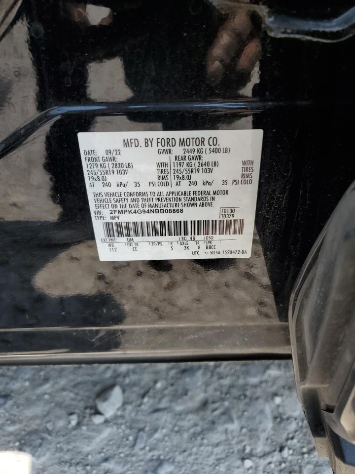 2022 Ford Edge Se VIN: 2FMPK4G94NBB08868 Lot: 66828785