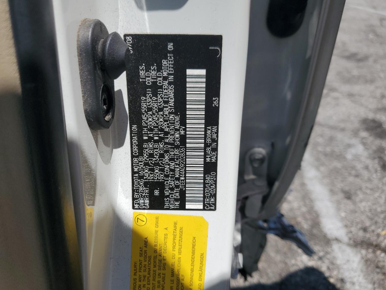 2009 Toyota Highlander Hybrid Limited VIN: JTEEW44A092028361 Lot: 67143945