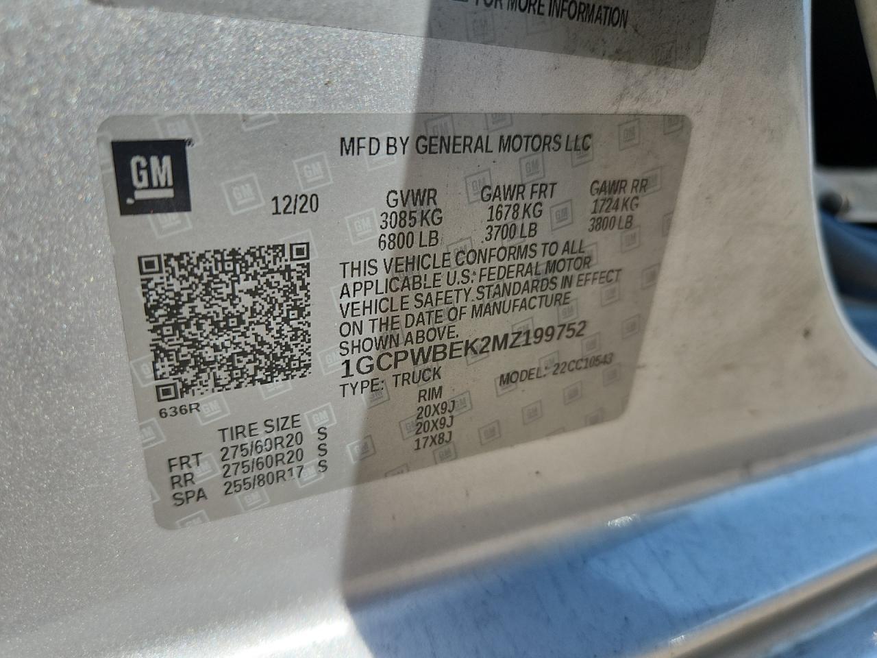 2021 Chevrolet Silverado C1500 Custom VIN: 1GCPWBEK2MZ199752 Lot: 65573545