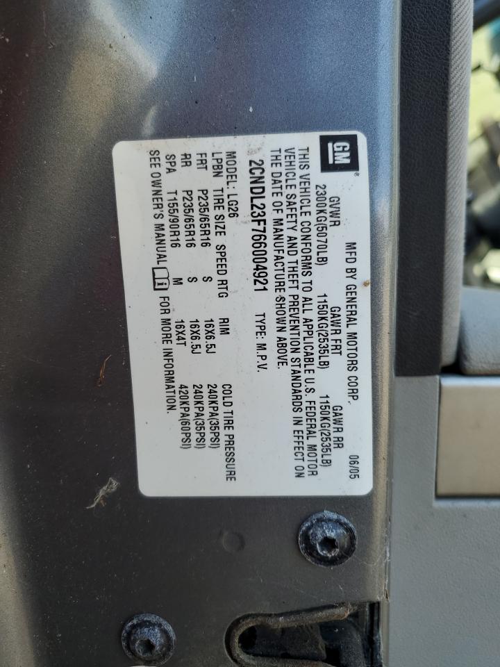 2006 Chevrolet Equinox Ls VIN: 2CNDL23F766004921 Lot: 69645735