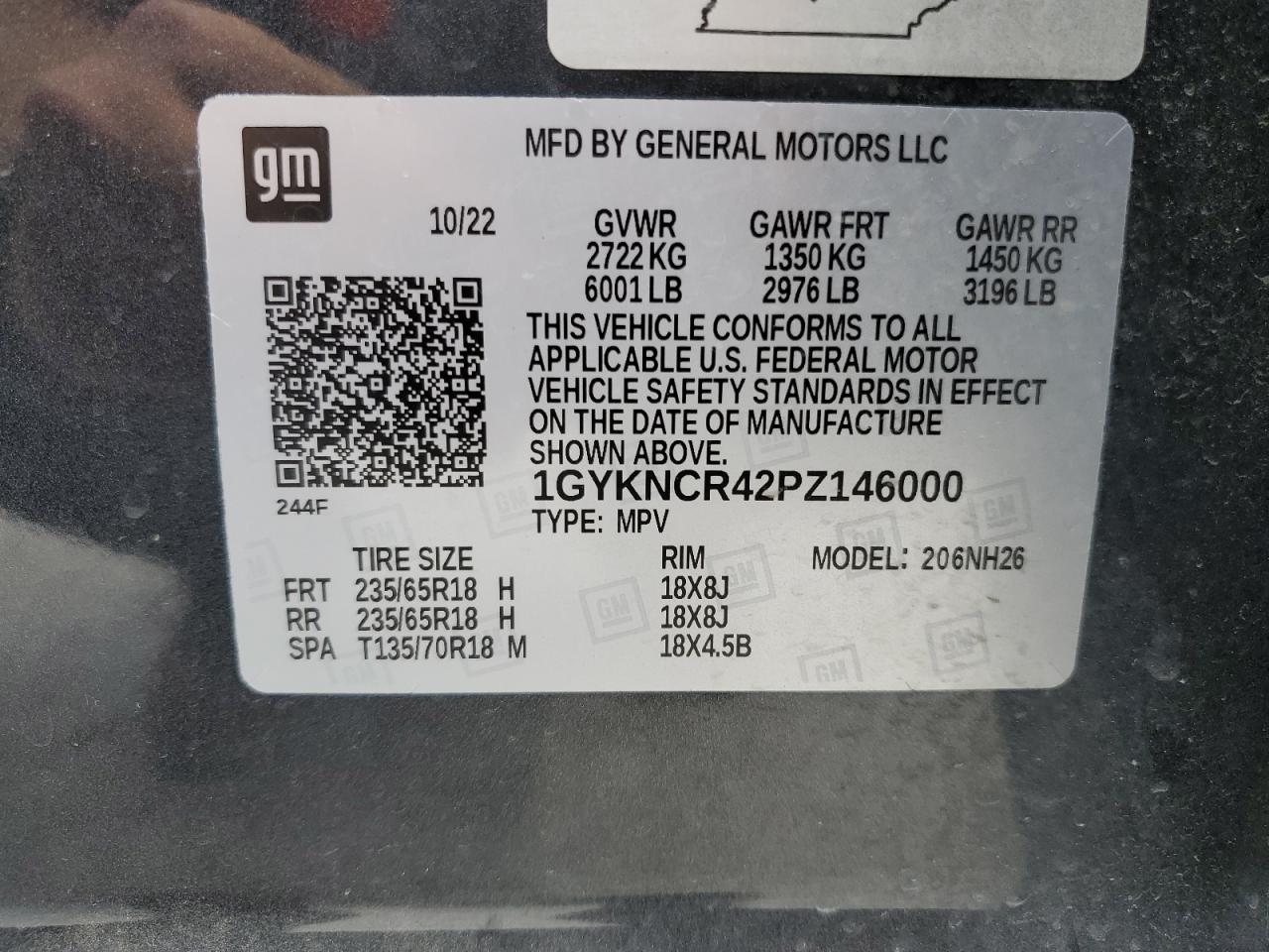 2023 Cadillac Xt5 Premium Luxury VIN: 1GYKNCR42PZ146000 Lot: 70192885