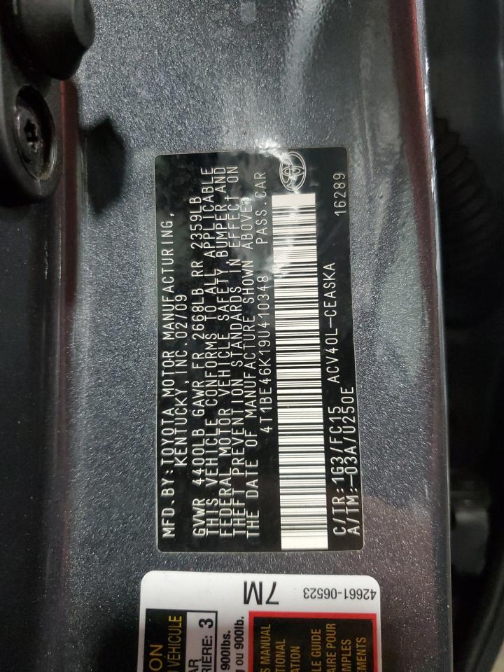 2009 Toyota Camry Base VIN: 4T1BE46K19U410348 Lot: 68468395