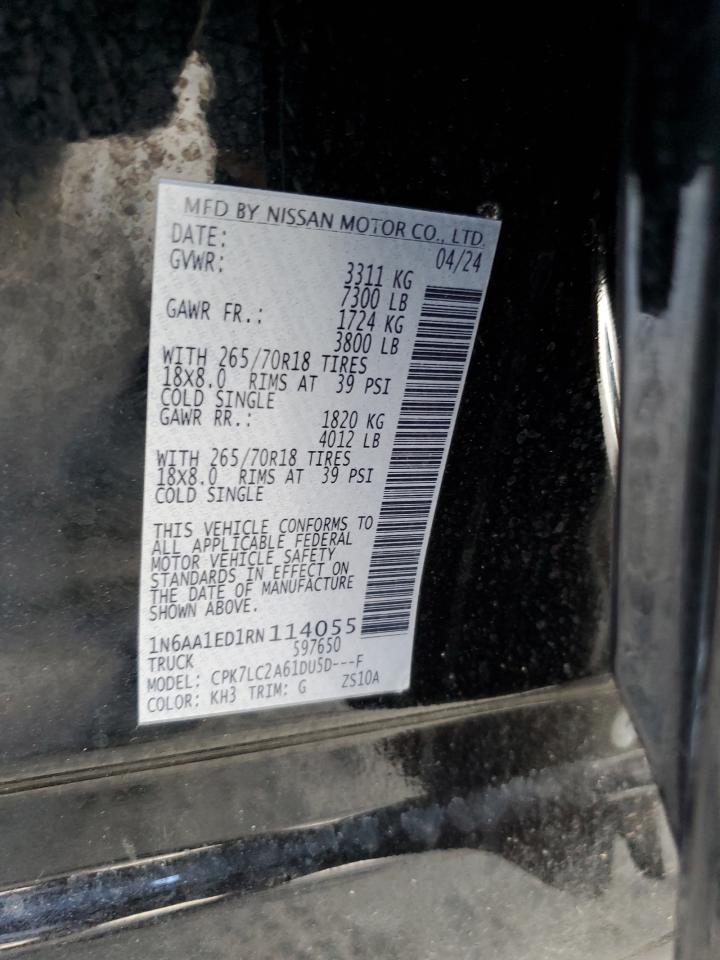 2024 Nissan Titan Pro-4X VIN: 1N6AA1ED1RN114055 Lot: 70554165