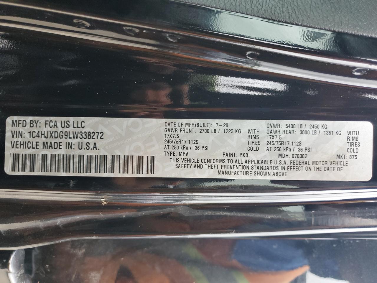 2020 Jeep Wrangler Unlimited Sport VIN: 1C4HJXDG9LW338272 Lot: 66438995