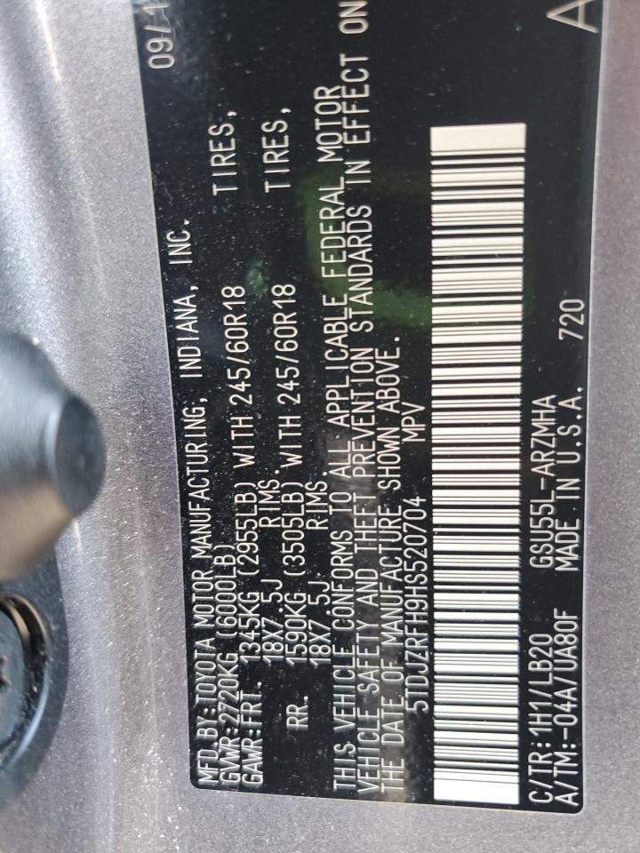 2017 Toyota Highlander Se VIN: 5TDJZRFH9HS520704 Lot: 68258945