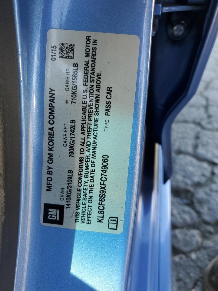 2015 Chevrolet Spark 2Lt VIN: KL8CF6S9XFC749060 Lot: 69683785