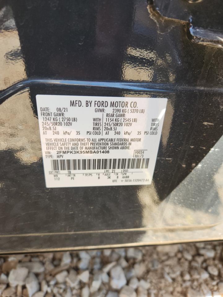 2021 Ford Edge Titanium VIN: 2FMPK3K95MBA01408 Lot: 70346025