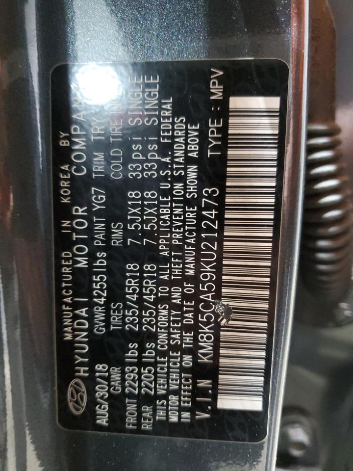 2019 Hyundai Kona Ultimate VIN: KM8K5CA59KU212473 Lot: 67288275