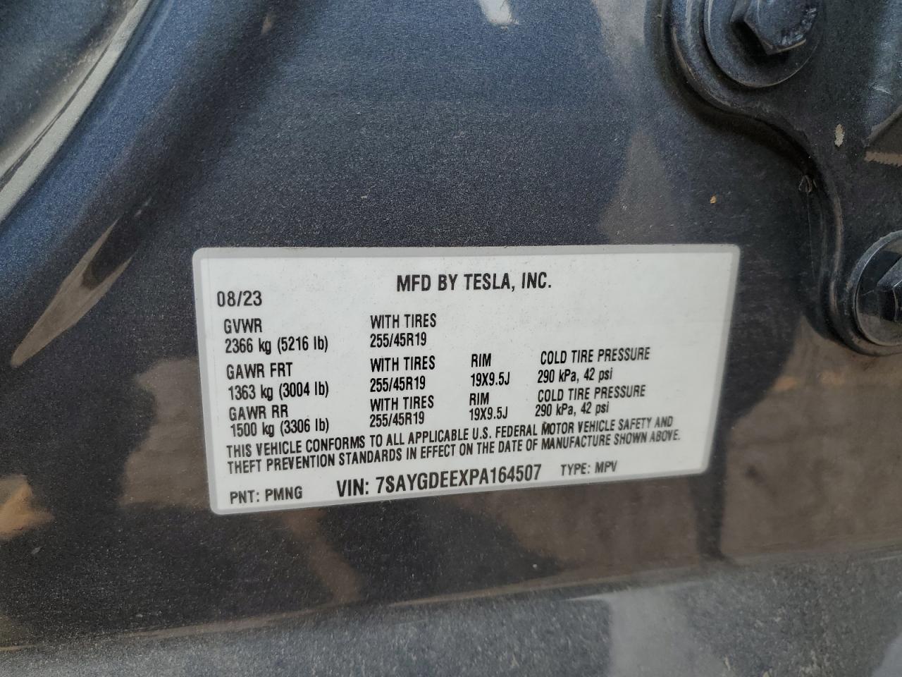 2023 Tesla Model Y VIN: 7SAYGDEEXPA164507 Lot: 67270015