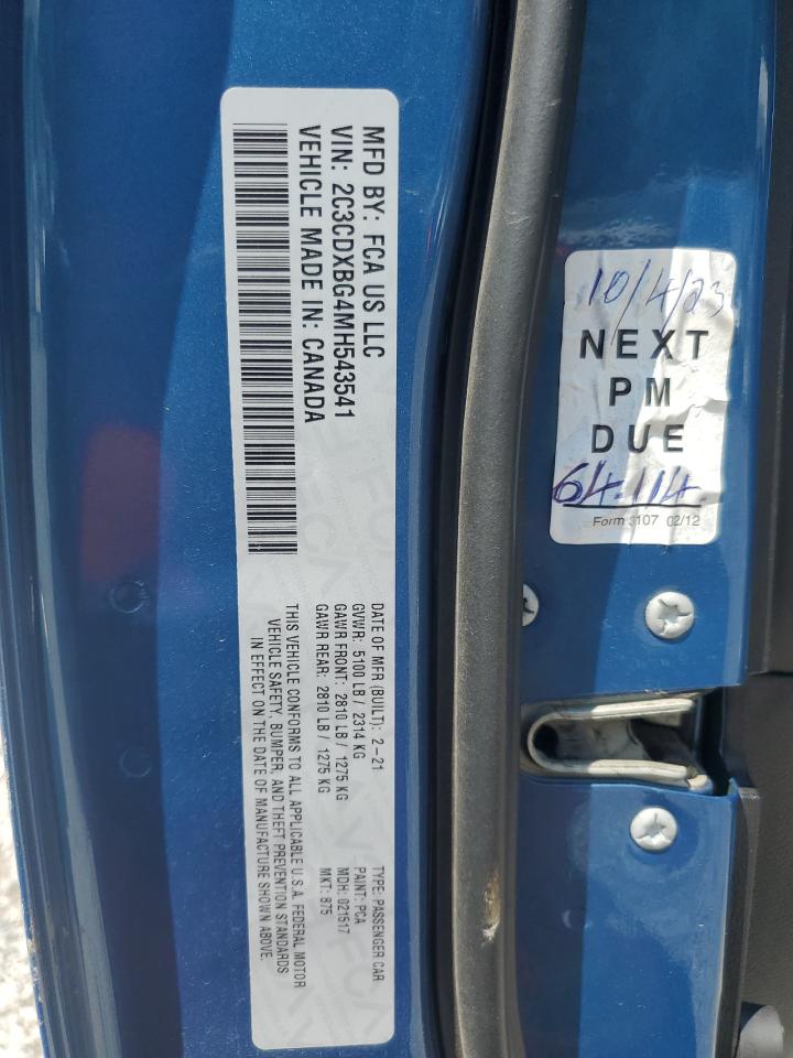 2021 Dodge Charger Sxt VIN: 2C3CDXBG4MH543541 Lot: 68735795