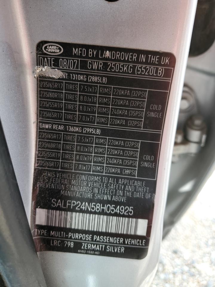 2008 Land Rover Lr2 Se VIN: SALFP24N58H054925 Lot: 68038445