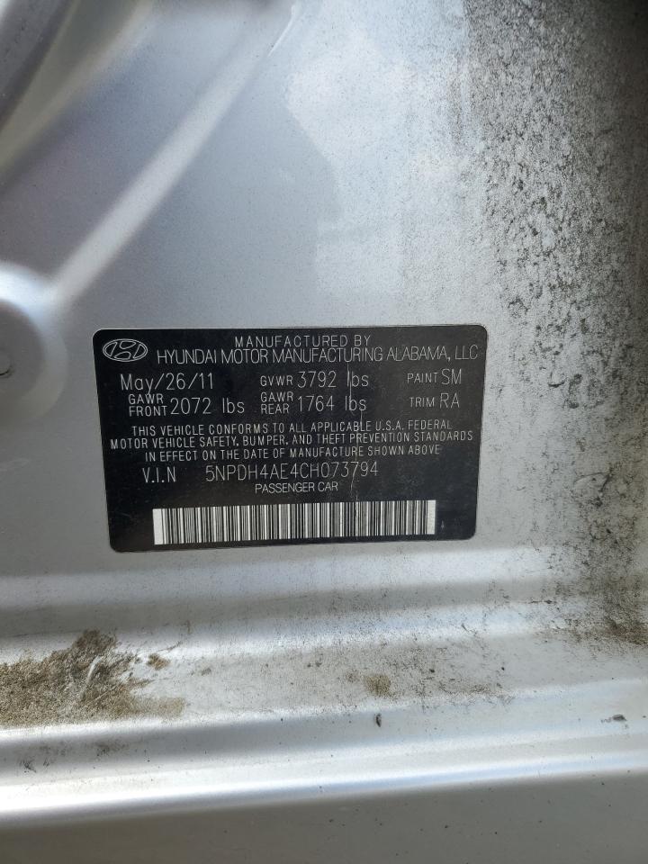 2012 Hyundai Elantra Gls VIN: 5NPDH4AE4CH073794 Lot: 70270975