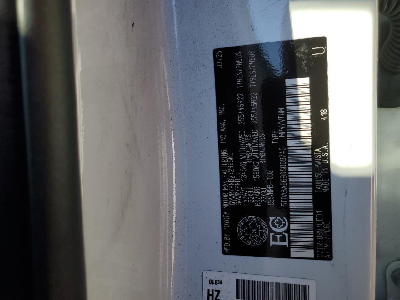 2025 Lexus Tx 500H F Sport Premium VIN: 5TDABAB69SS009740 Lot: 70704475