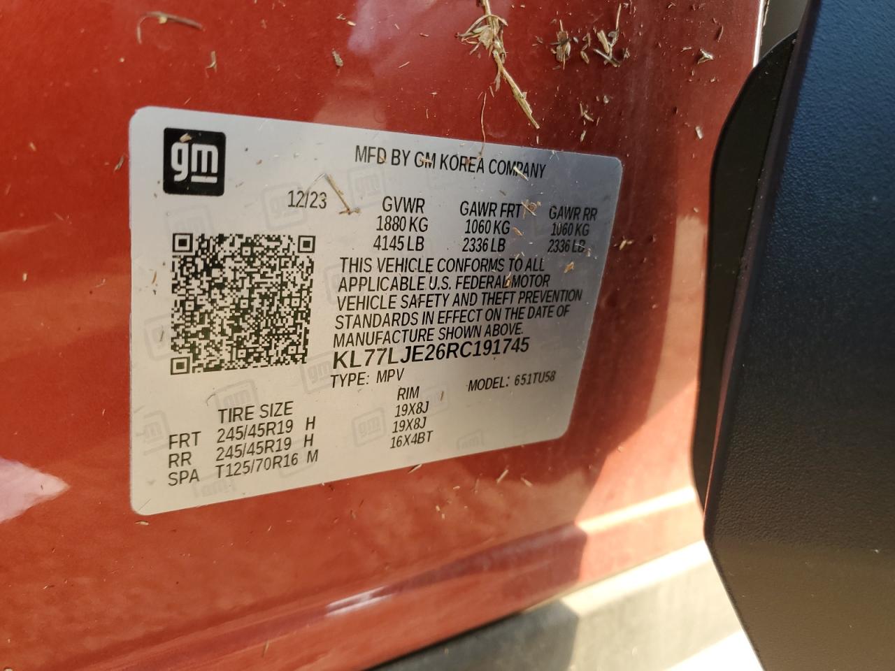 2024 Chevrolet Trax 2Rs VIN: KL77LJE26RC191745 Lot: 67968555