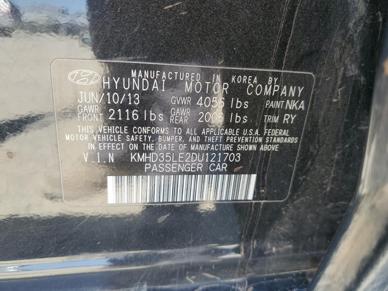 2013 Hyundai Elantra Gt VIN: KMHD35LE2DU121703 Lot: 69823045