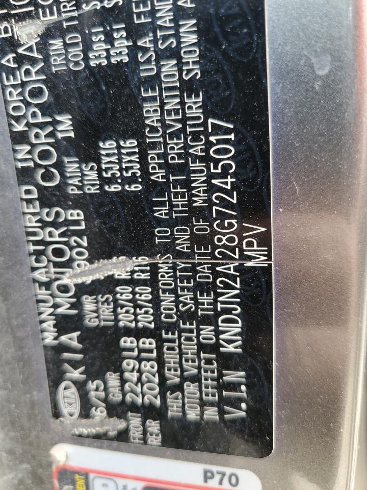 2016 Kia Soul VIN: KNDJN2A28G7245017 Lot: 70678295