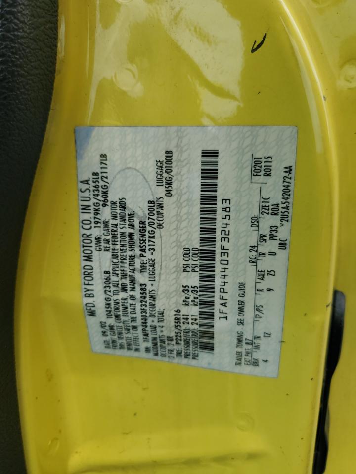 2003 Ford Mustang VIN: 1FAFP44403F324583 Lot: 70078555
