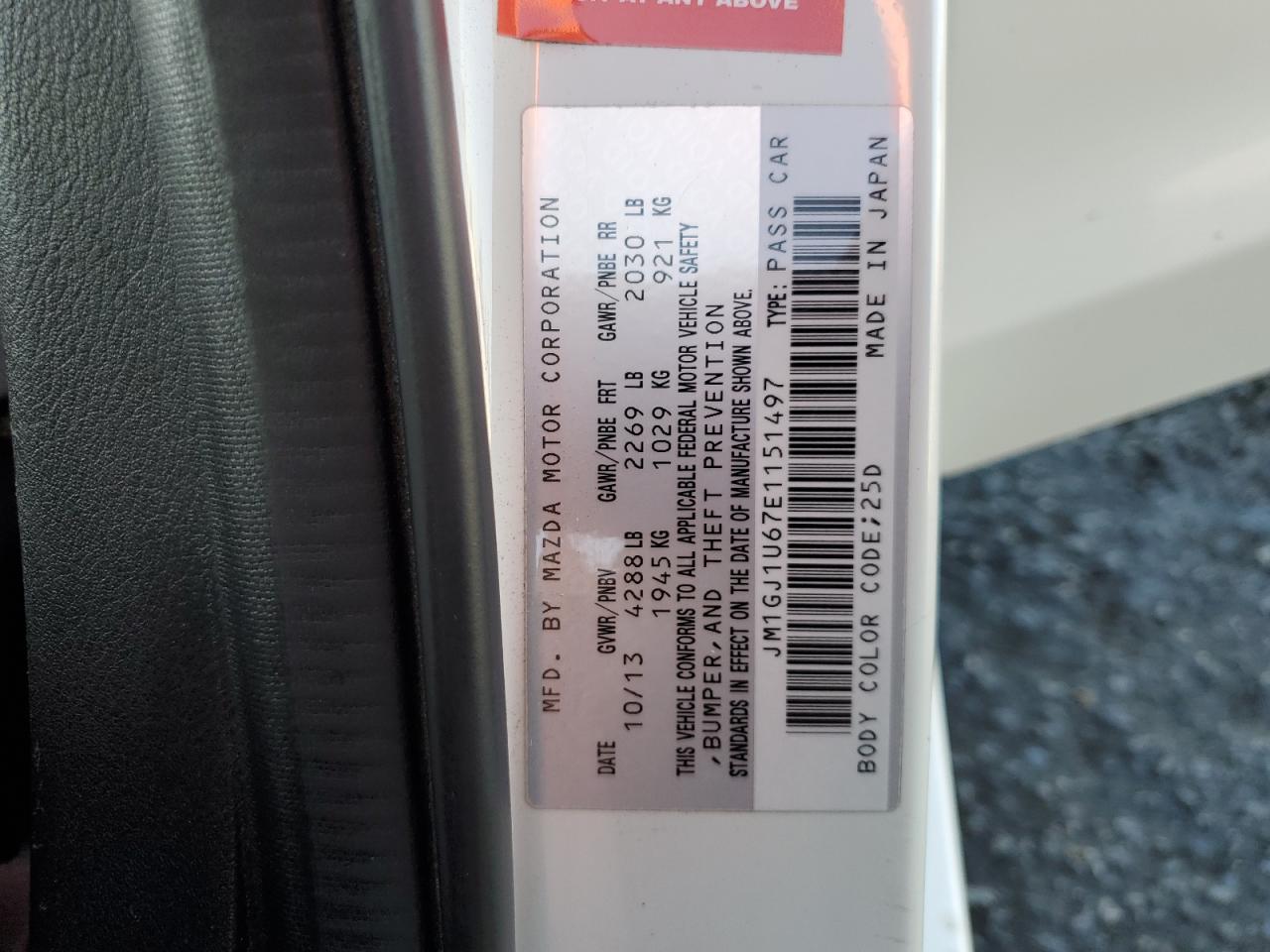 2014 Mazda 6 Sport VIN: JM1GJ1U67E1151497 Lot: 70711955