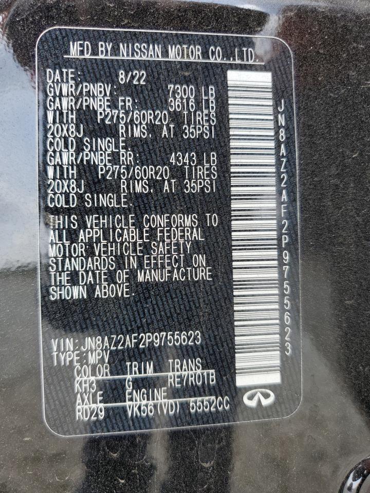 2023 Infiniti Qx80 Luxe VIN: JN8AZ2AF2P9755623 Lot: 70712475