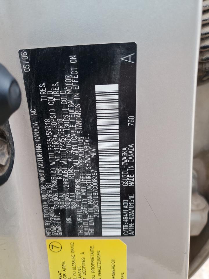 2007 Lexus Rx 350 VIN: 2T2GK31U97C008797 Lot: 71053685